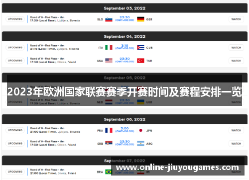 2023年欧洲国家联赛赛季开赛时间及赛程安排一览 2023年欧洲国家联赛赛季开赛时间及赛程安排一览